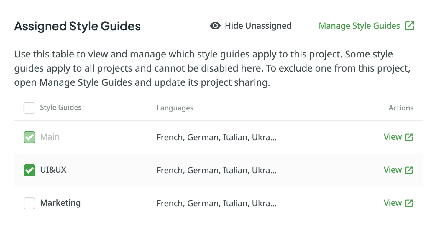 Assigning Style Guides